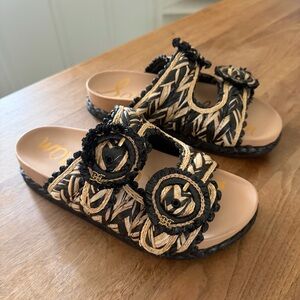 Sam Edelman Reina Woven Double Buckle Slide Sandal Size 7
